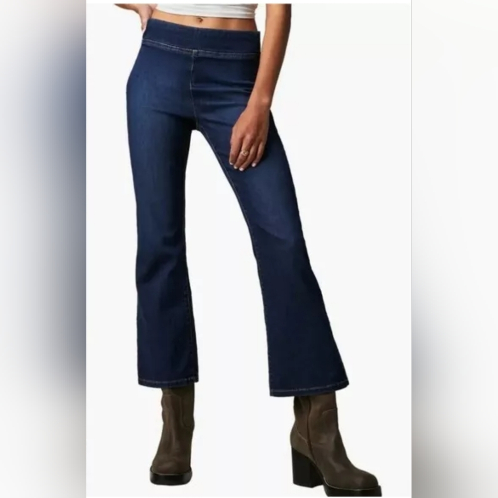 Free People In My Feelings Mid Rise Crop Boot Lilibet Blue Denim Jeans s m